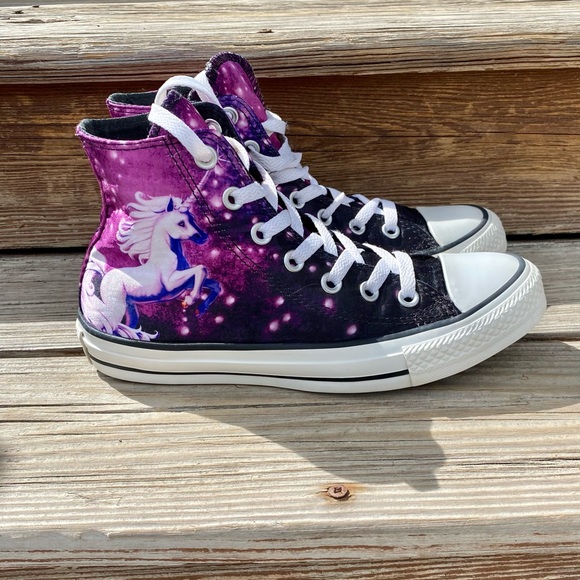 ✨RARE✨ Unicorn Satin Converse hi tops sz-5m/7w
